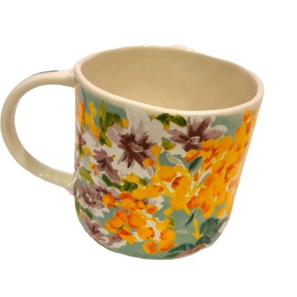 Anthropologie Floral Design Monogram "P" Coffee/ Tea Mug 3.5" - Picture 3 of 4